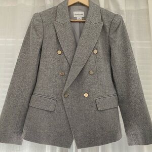Club Monaco wool light grey blazer with champagne coloured hardware
